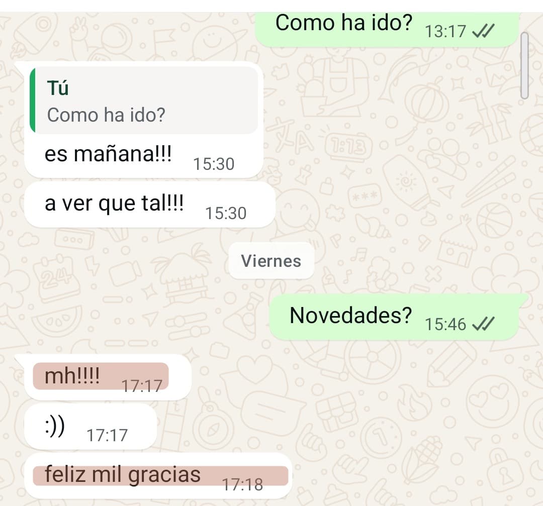 Matrícula de honor: «mh!!!! feliz, mil gracias»