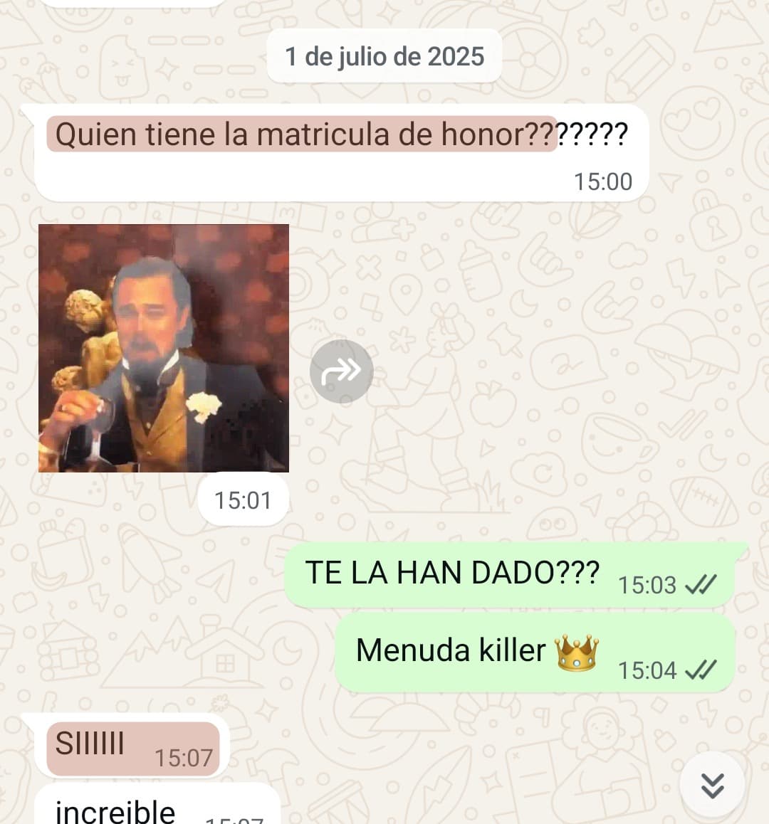 «¿Quién tiene la matrícula de honor?… SIIIIII»