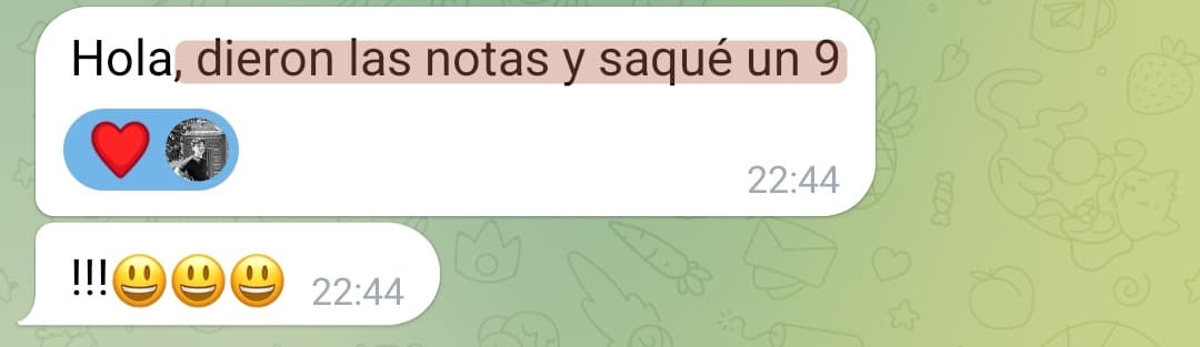 «Dieron las notas y saqué un 9»
