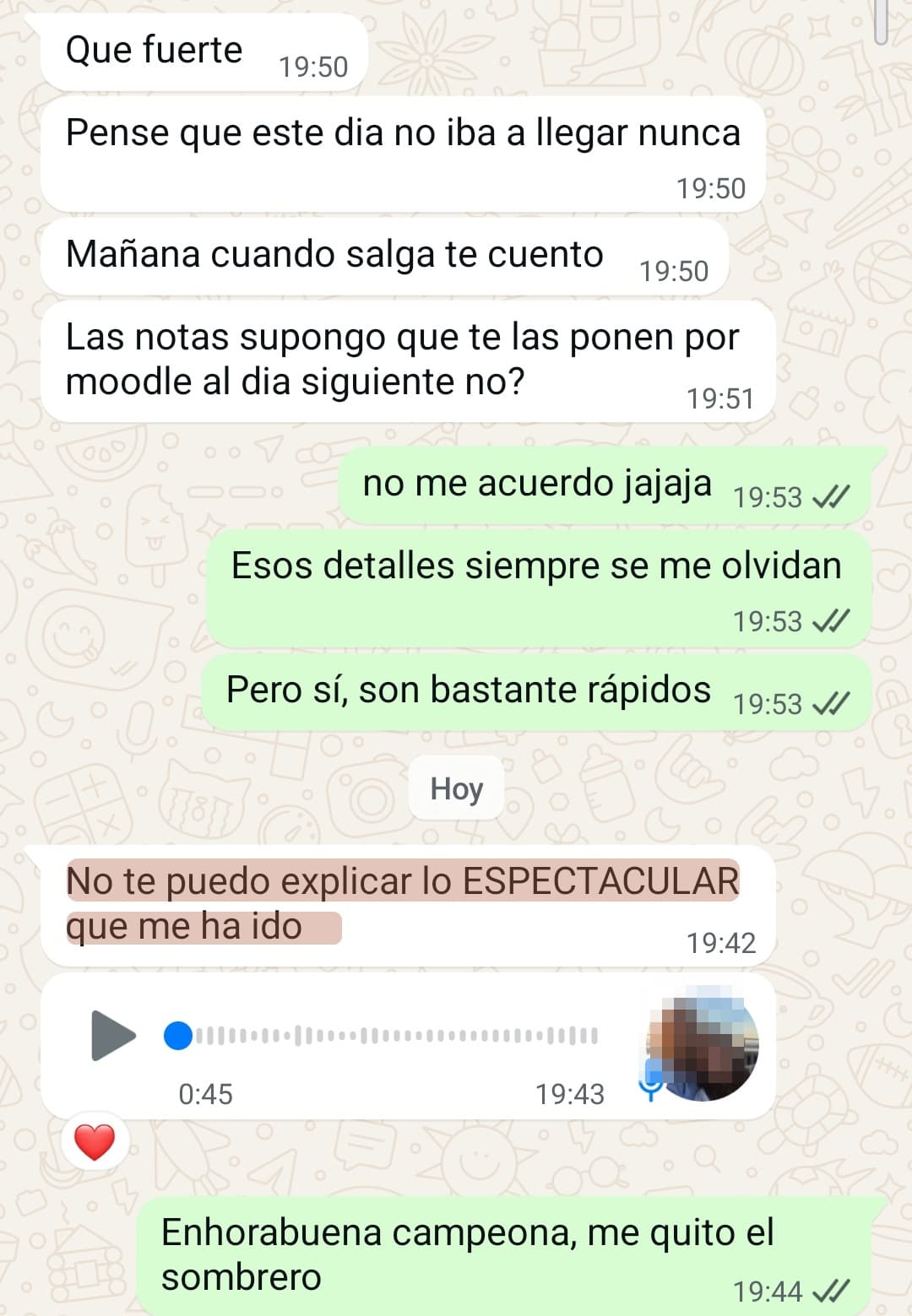 «No te puedo explicar lo ESPECTACULAR que me ha ido»