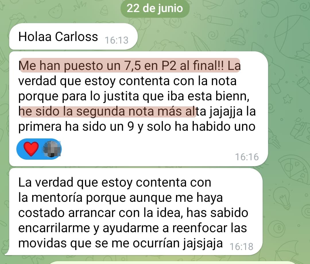 «Me han puesto un 7,5… he sido la segunda nota más alta»