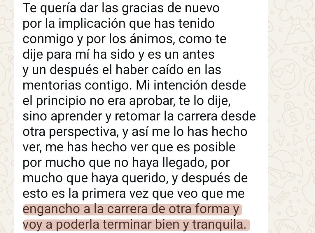 «Es la primera vez que me engancho a la carrera de otra forma y voy a poderla terminar bien y tranquila»
