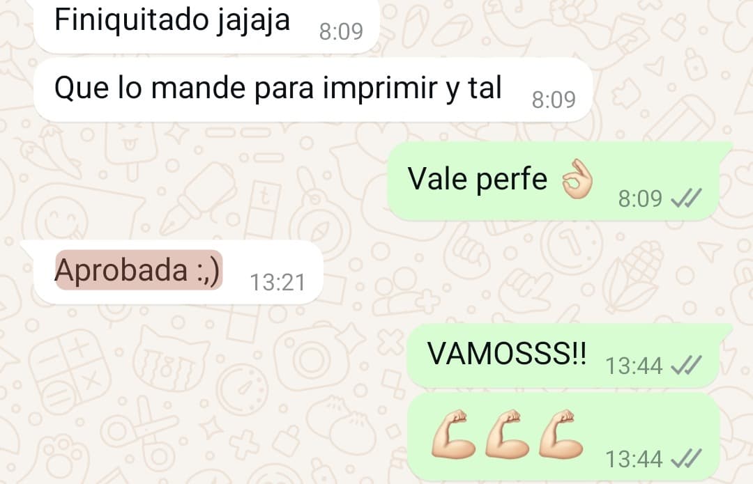 «Aprobada :,)»