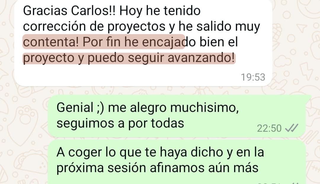 «Por fin he encajado bien el proyecto y puedo seguir avanzando»