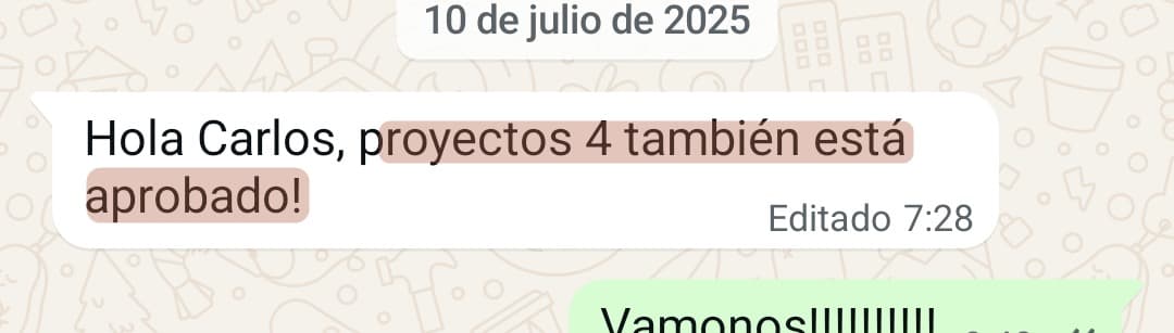 «Proyectos 4 también está aprobado!»