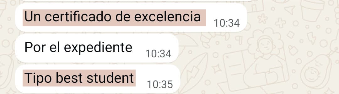 «Un certificado de excelencia · por el expediente · tipo best student»