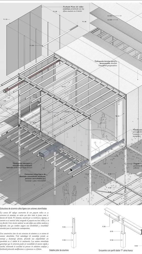 Lámina de proyecto: axonometría constructiva