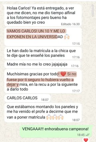 «Un 10 y me lo exponen en la universidad… si no fuese por ti seguro lo hubiera vuelto a dejar»