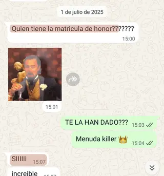 «¿Quién tiene la matrícula de honor?… SIIIIII»