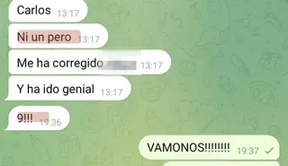 «Ni un pero. Me ha corregido [el catedrático] y ha ido genial. ¡9!»