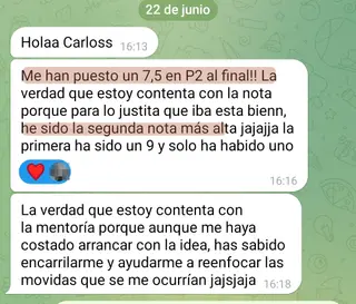 «Me han puesto un 7,5… he sido la segunda nota más alta»