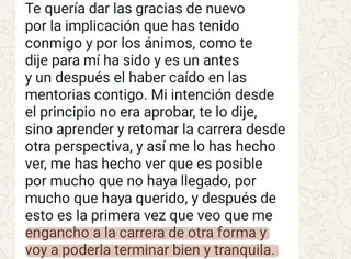 «Es la primera vez que me engancho a la carrera de otra forma y voy a poderla terminar bien y tranquila»