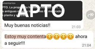 APTO en el acta: «Muy buenas noticias!! Estoy muy contenta»