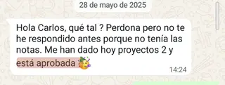 «Me han dado hoy proyectos 2 y está aprobada»